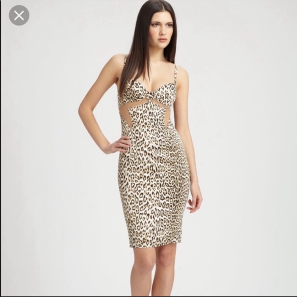 Just Cavalli Leopard print dress with mesh